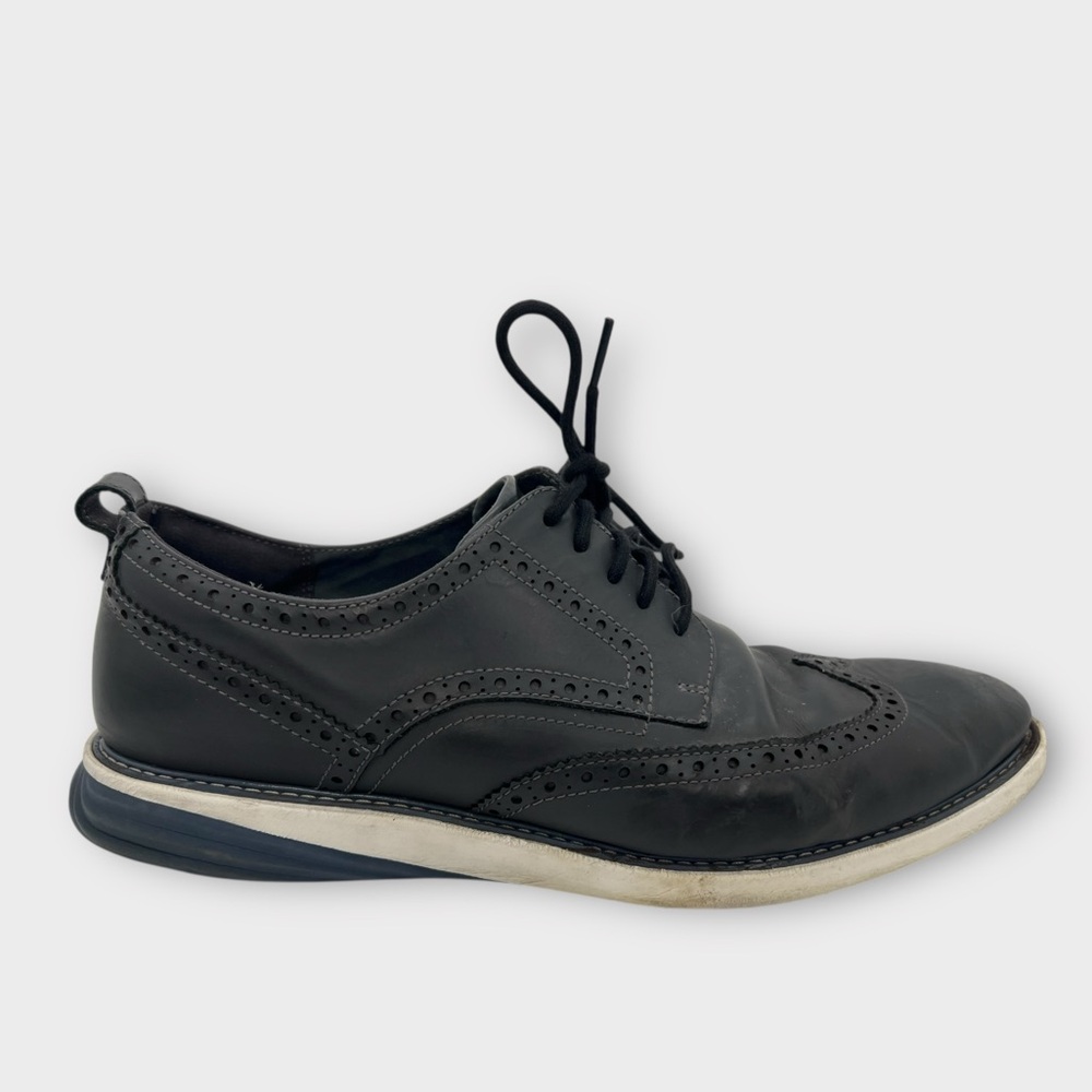 Cole Haan Black Oxford Dress Shoes with White Sole Mens Size 13 Fair Condition‎